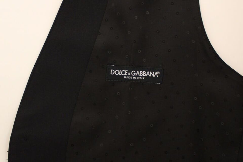 Dolce &amp; Gabbana Veste-gilet en laine et soie extensible noire