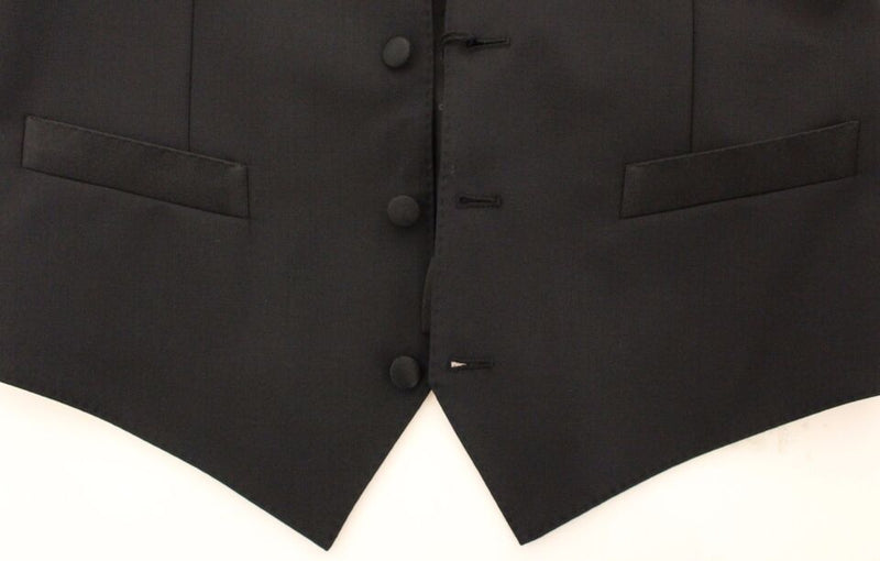 Dolce &amp; Gabbana Veste-gilet en laine et soie extensible noire