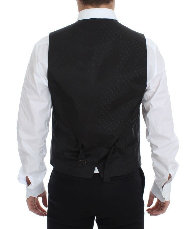 Dolce &amp; Gabbana Veste-gilet en laine et soie extensible noire