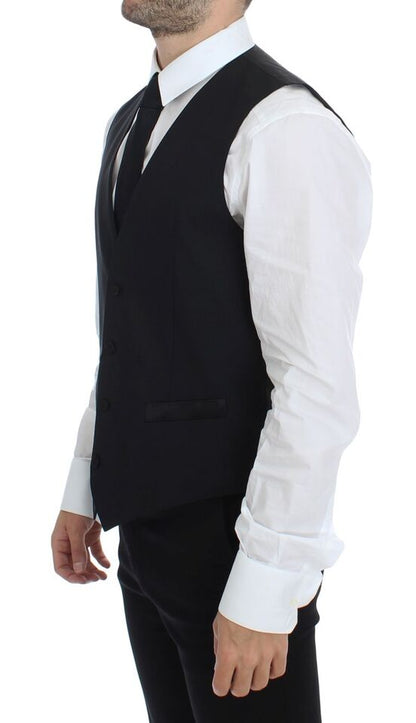 Dolce & Gabbana Veste-gilet en laine et soie extensible noire
