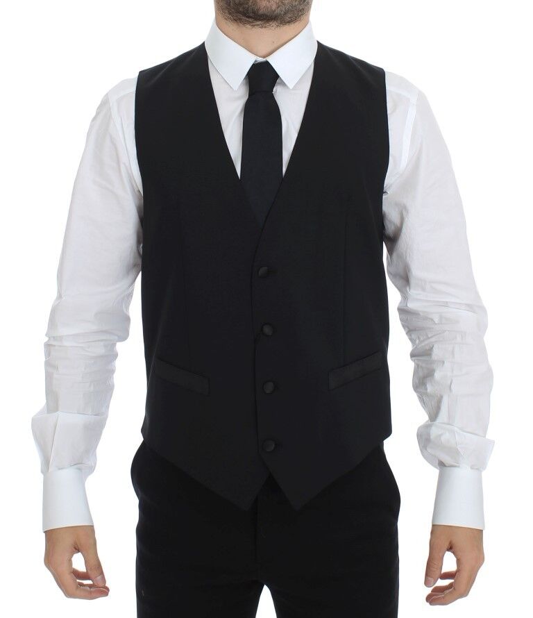 Dolce & Gabbana Veste-gilet en laine et soie extensible noire