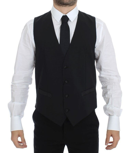Dolce & Gabbana Veste-gilet en laine et soie extensible noire