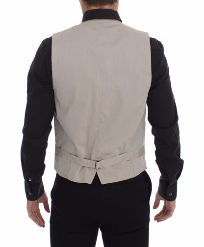 Gilet-robe beige en coton à coupe ajustée et à fermeture boutonnée de Dolce & Gabbana