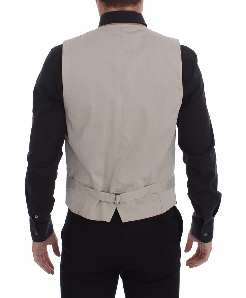 Gilet-robe beige en coton à coupe ajustée et à fermeture boutonnée de Dolce &amp; Gabbana