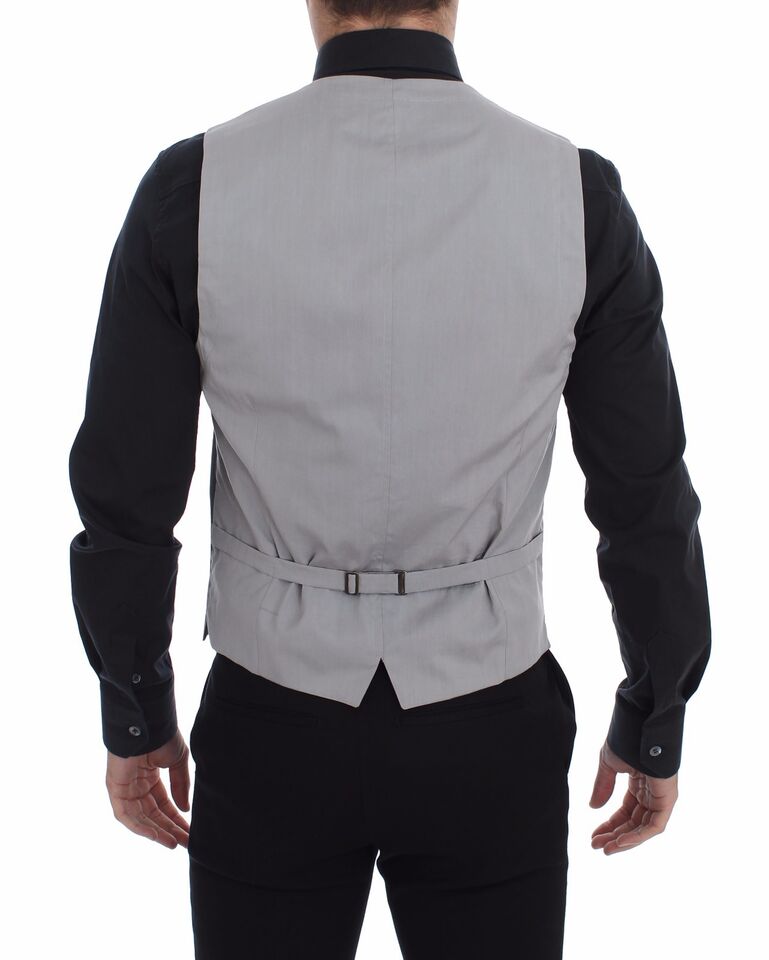 Gilet-veste en coton gris à manches courtes, coupe ajustée et fermeture boutonnée de Dolce & Gabbana