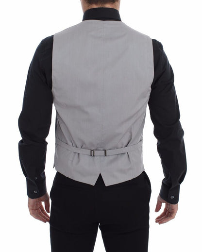 Gilet-veste en coton gris à manches courtes, coupe ajustée et fermeture boutonnée de Dolce & Gabbana