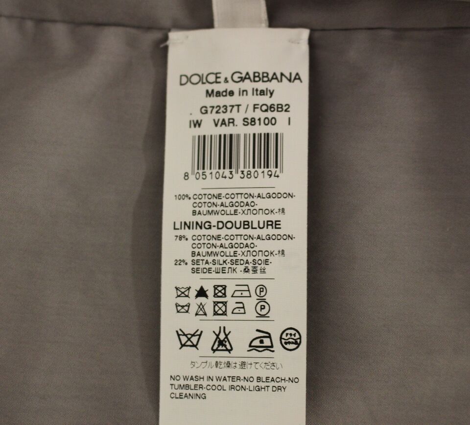 Gilet-veste en coton gris à manches courtes, coupe ajustée et fermeture boutonnée de Dolce & Gabbana