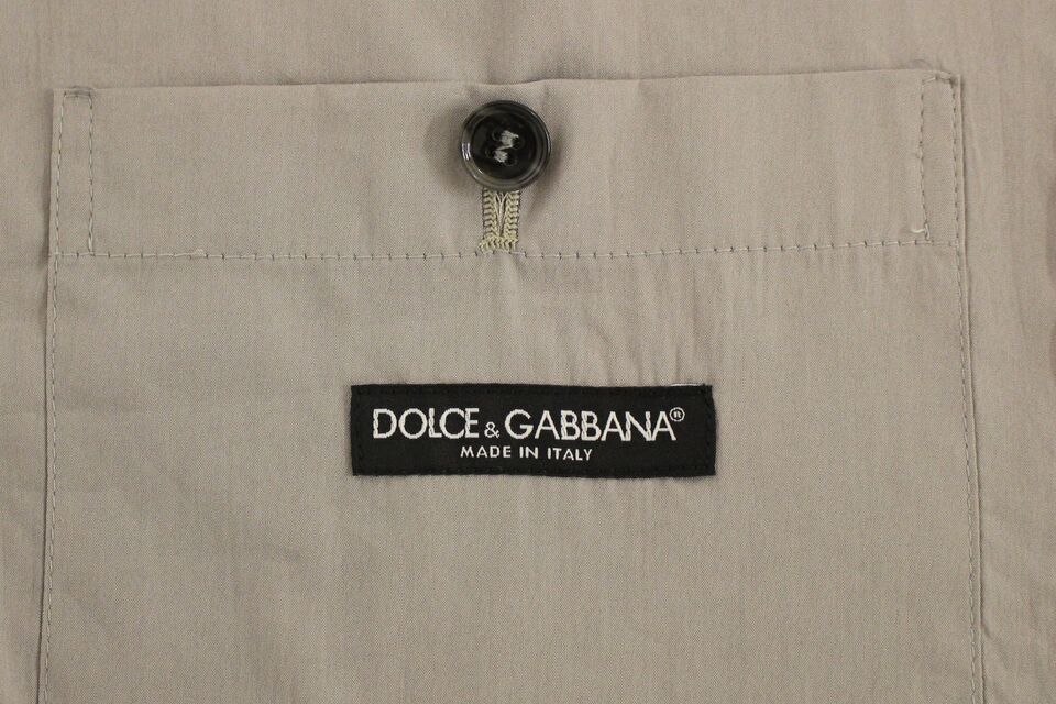 Gilet-veste en coton gris à manches courtes, coupe ajustée et fermeture boutonnée de Dolce &amp; Gabbana