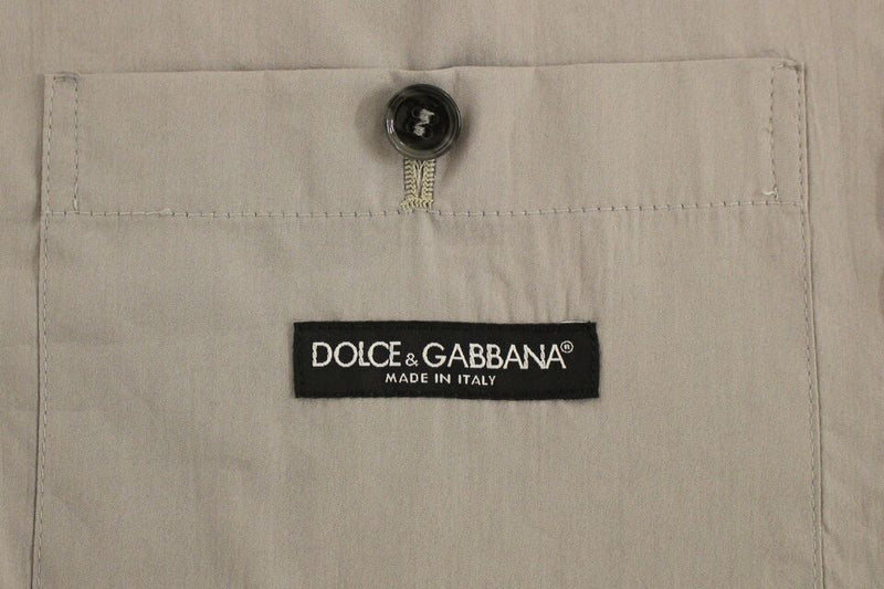 Gilet-veste en coton gris à manches courtes, coupe ajustée et fermeture boutonnée de Dolce &amp; Gabbana