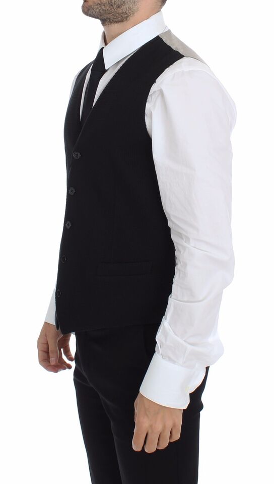 Veste-blazer Dolce &amp; Gabbana en coton noir, type gilet-robe.