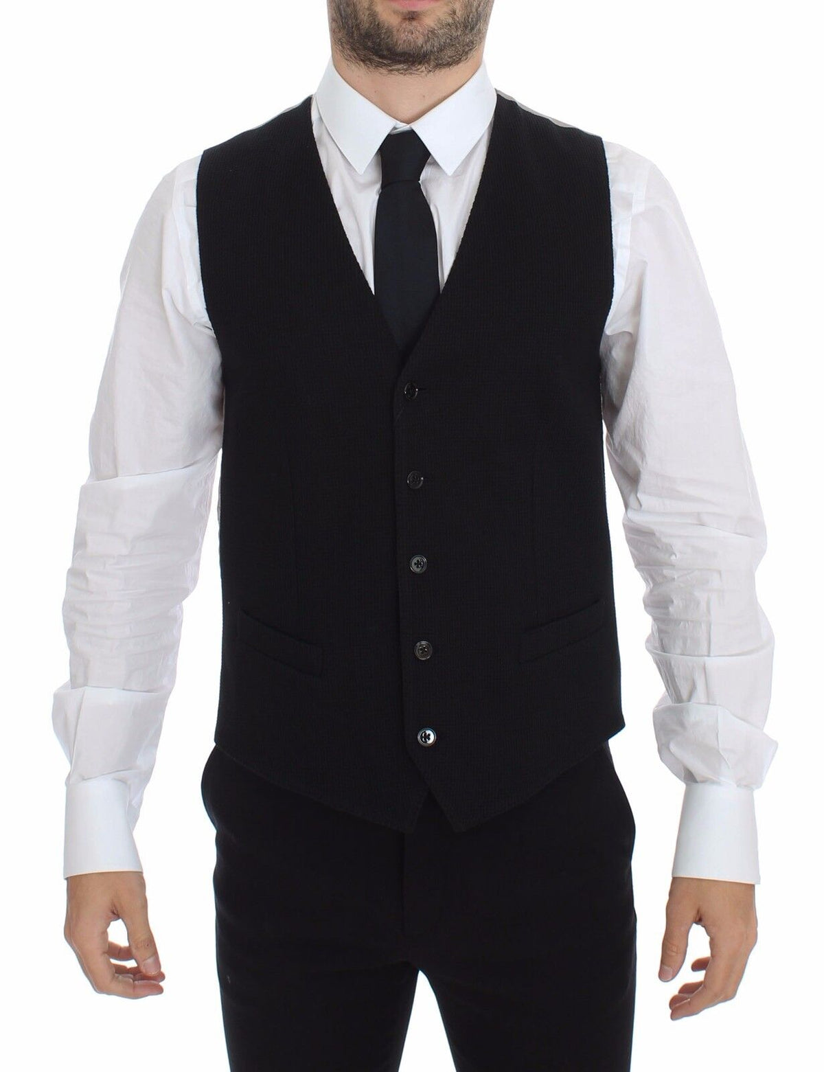 Veste-blazer Dolce &amp; Gabbana en coton noir, type gilet-robe.
