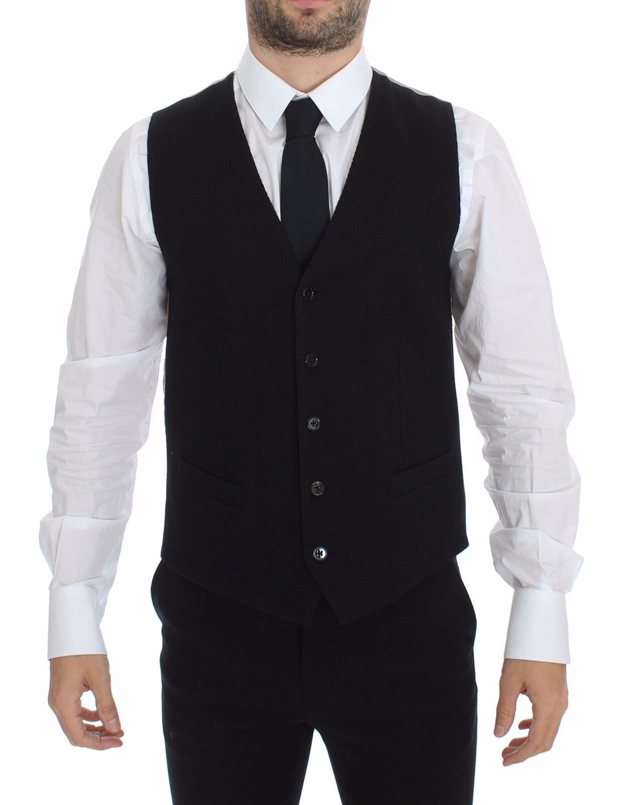 Veste-blazer Dolce & Gabbana en coton noir, type gilet-robe.
