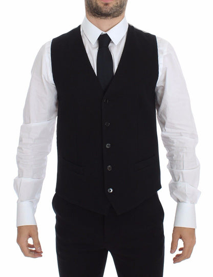 Veste-blazer Dolce & Gabbana en coton noir, type gilet-robe.
