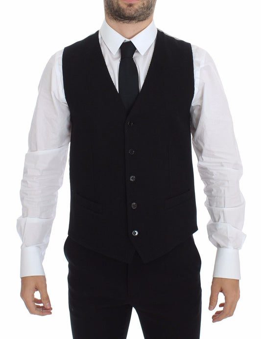 Veste-blazer Dolce & Gabbana en coton noir, type gilet-robe.