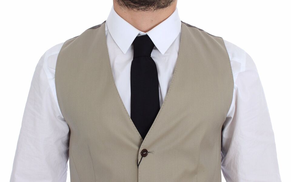 Dolce &amp; Gabbana Veste-blazer beige en coton, style gilet-robe.