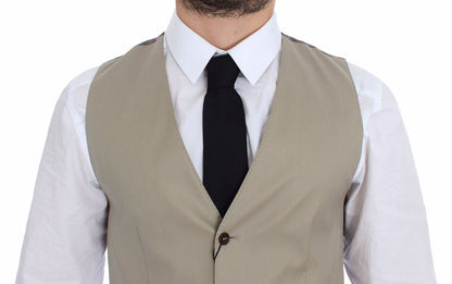 Dolce & Gabbana Veste-blazer beige en coton, style gilet-robe.