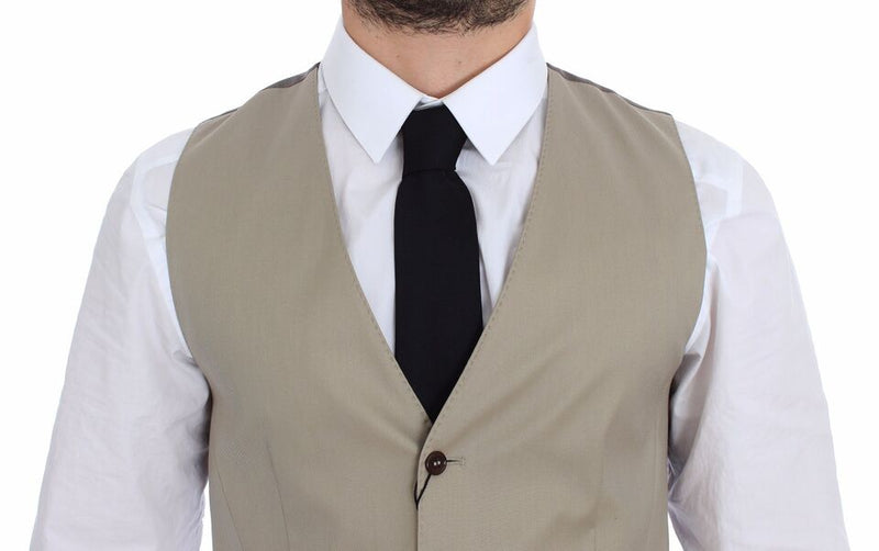 Dolce &amp; Gabbana Veste-blazer beige en coton, style gilet-robe.