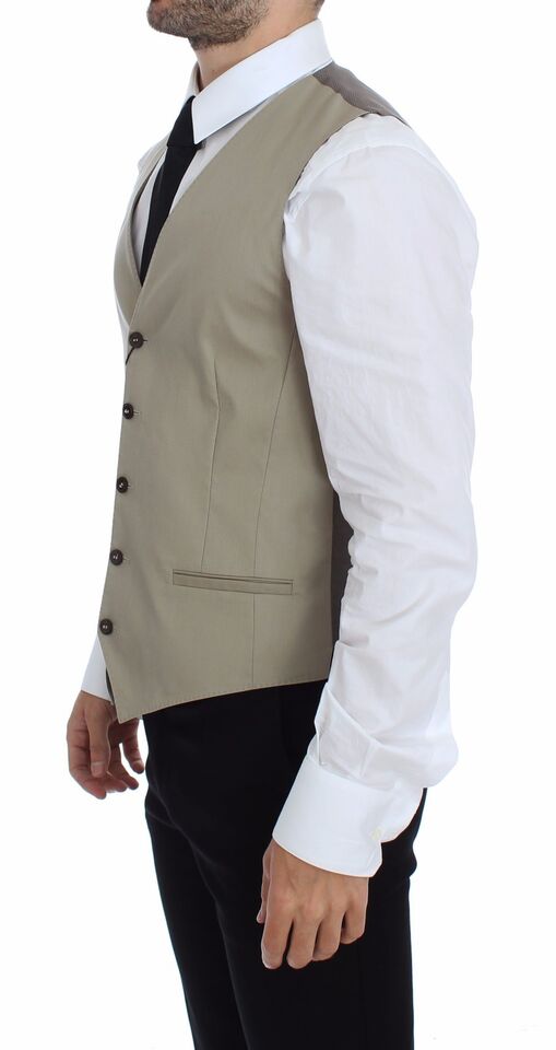 Dolce &amp; Gabbana Veste-blazer beige en coton, style gilet-robe.