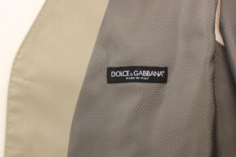 Dolce &amp; Gabbana Veste-blazer beige en coton, style gilet-robe.