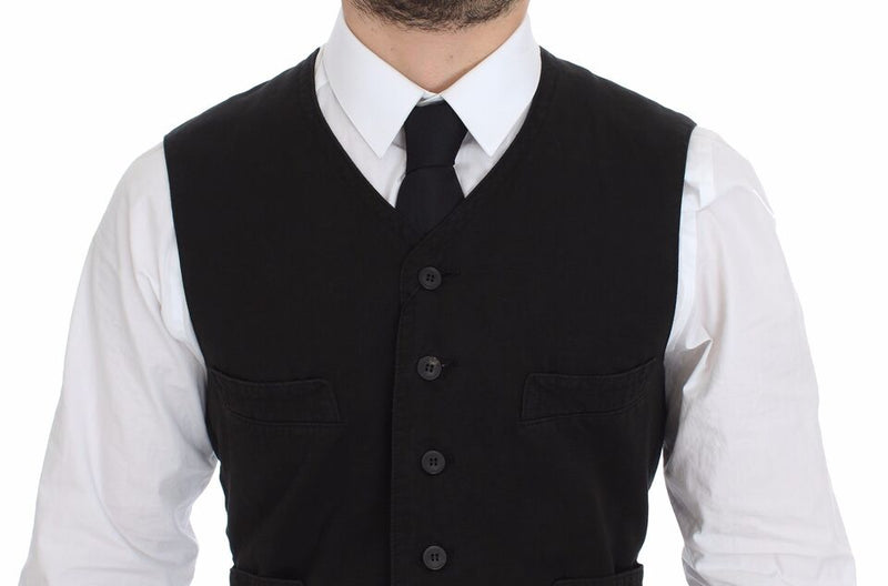Veste-gilet en lin et coton noir de Dolce &amp; Gabbana