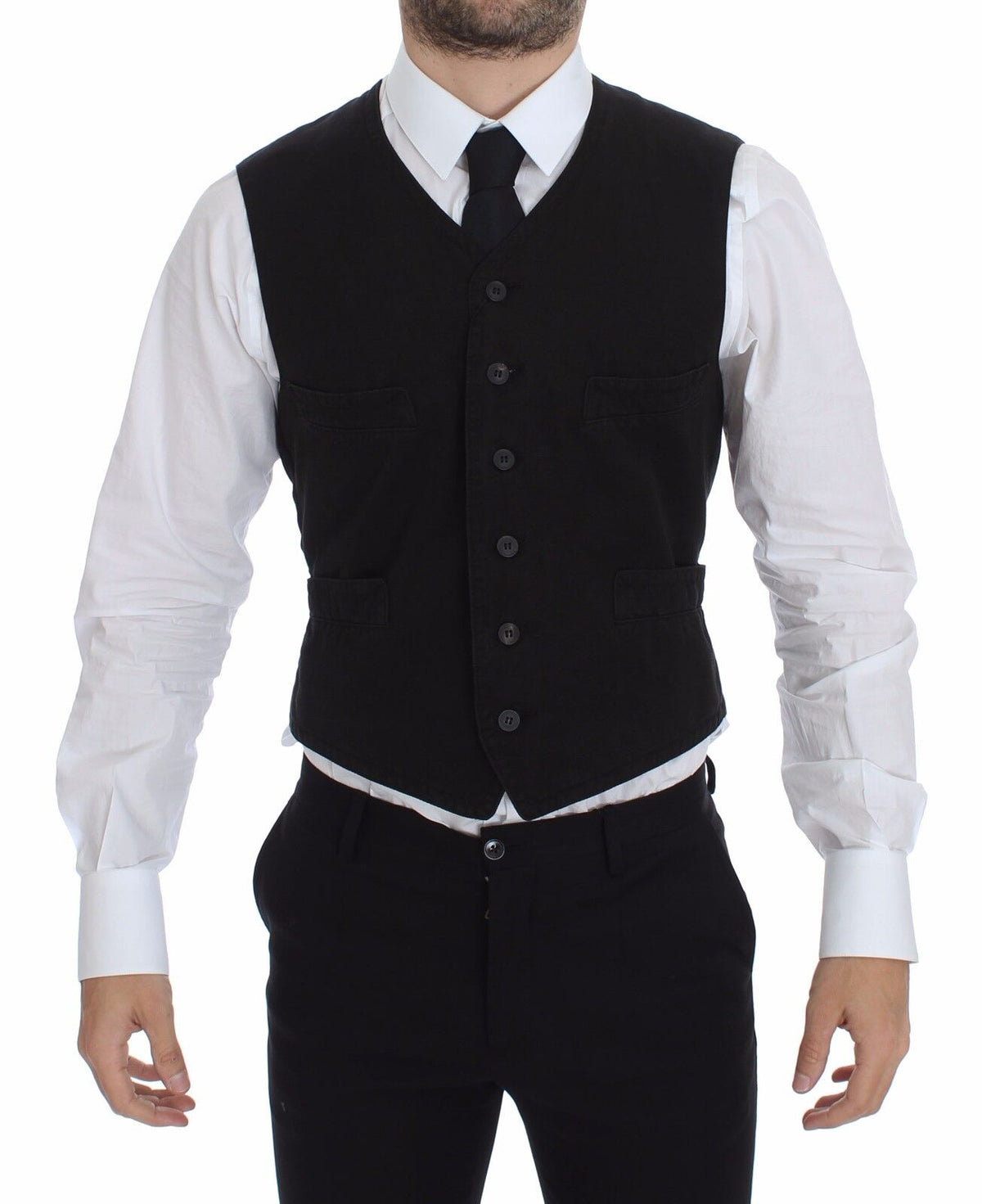 Veste-gilet en lin et coton noir de Dolce &amp; Gabbana