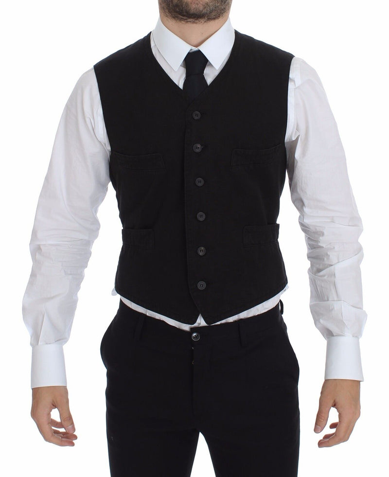 Veste-gilet en lin et coton noir de Dolce &amp; Gabbana