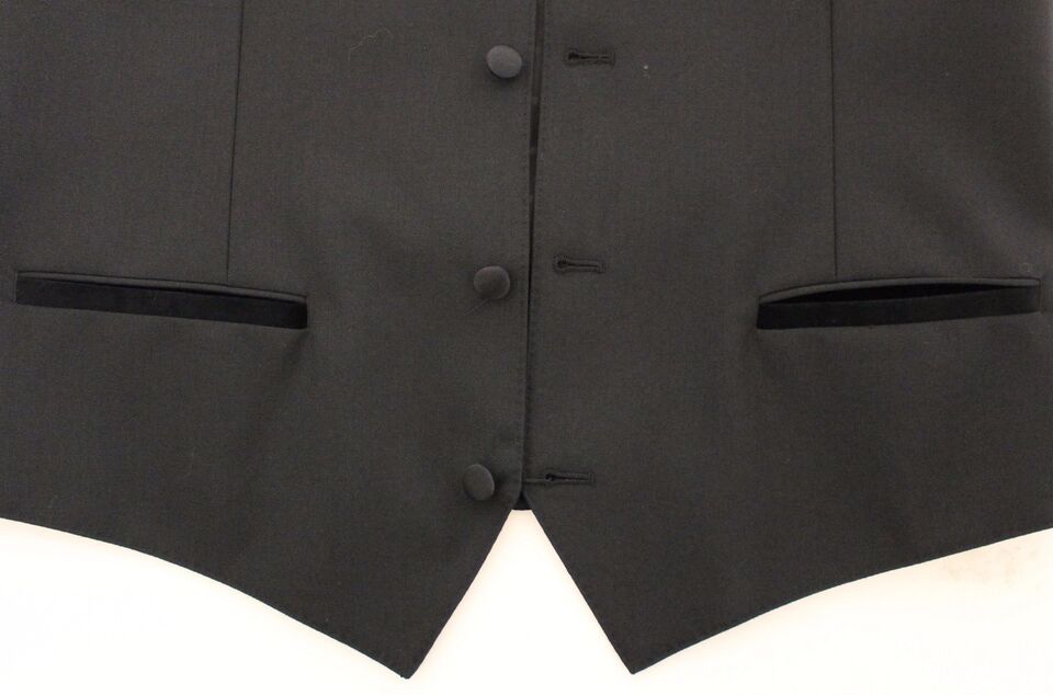 Dolce & Gabbana Veste-gilet en laine et soie extensible noire