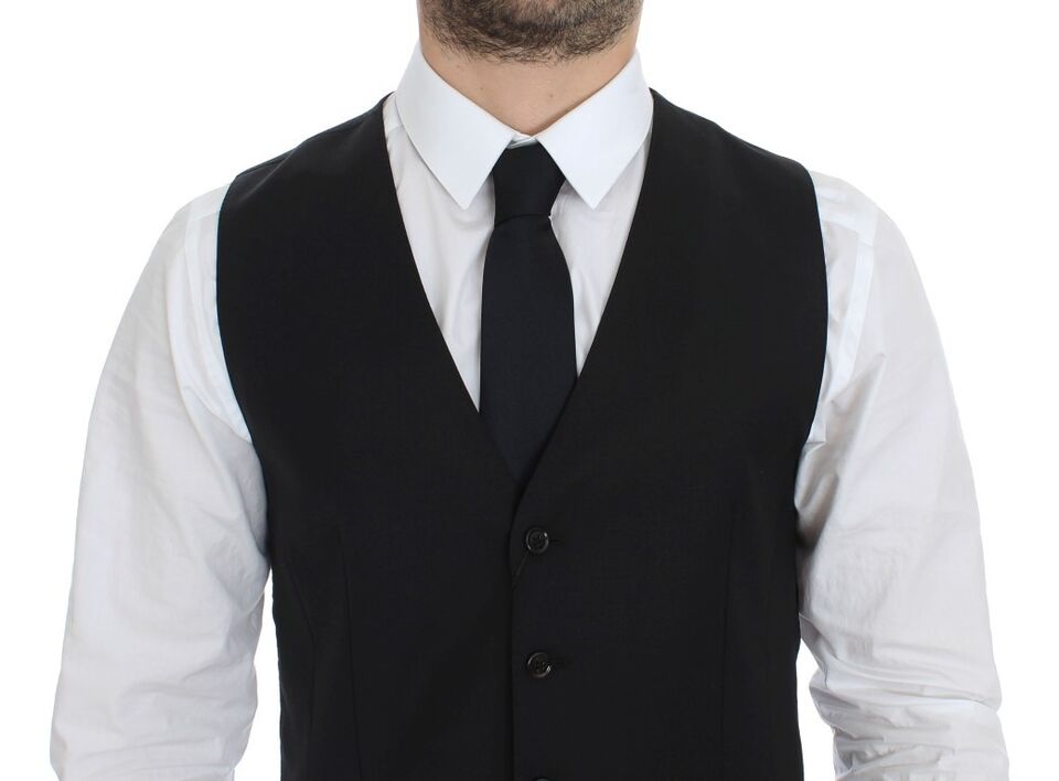 Dolce & Gabbana Veste-gilet en laine et soie extensible noire