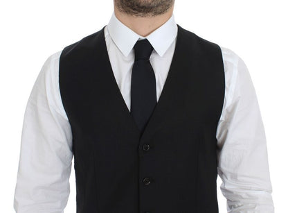 Dolce & Gabbana Veste-gilet en laine et soie extensible noire