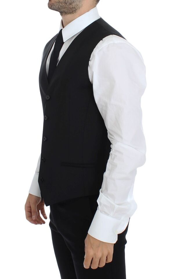 Dolce & Gabbana Veste-gilet en laine et soie extensible noire