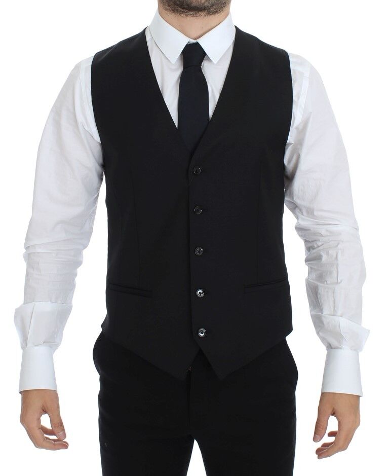 Dolce & Gabbana Veste-gilet en laine et soie extensible noire