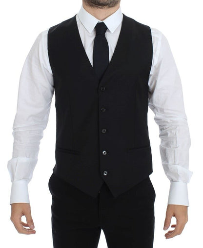 Dolce & Gabbana Veste-gilet en laine et soie extensible noire