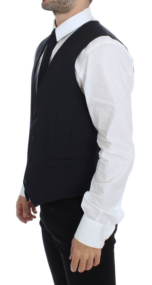 Gilet en soie et laine rayé gris de Dolce & Gabbana