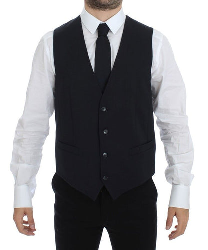 Gilet en soie et laine rayé gris de Dolce & Gabbana