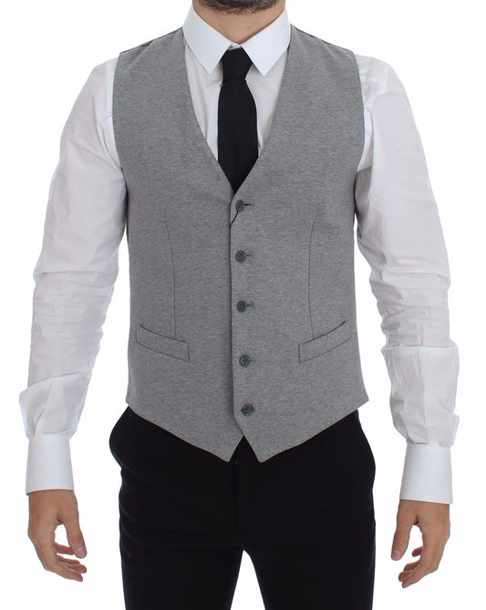 Veste-gilet en coton extensible gris de Dolce & Gabbana