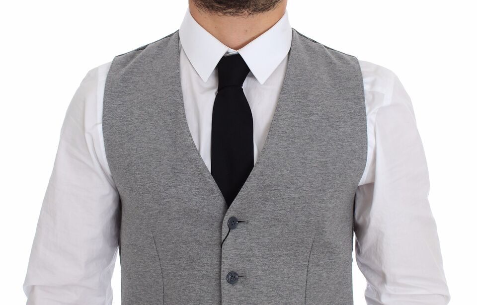 Veste-gilet en coton extensible gris de Dolce & Gabbana