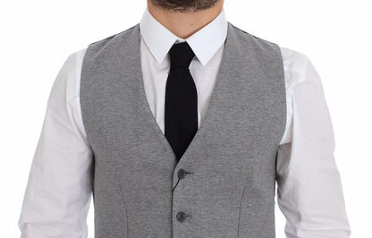 Veste-gilet en coton extensible gris de Dolce & Gabbana