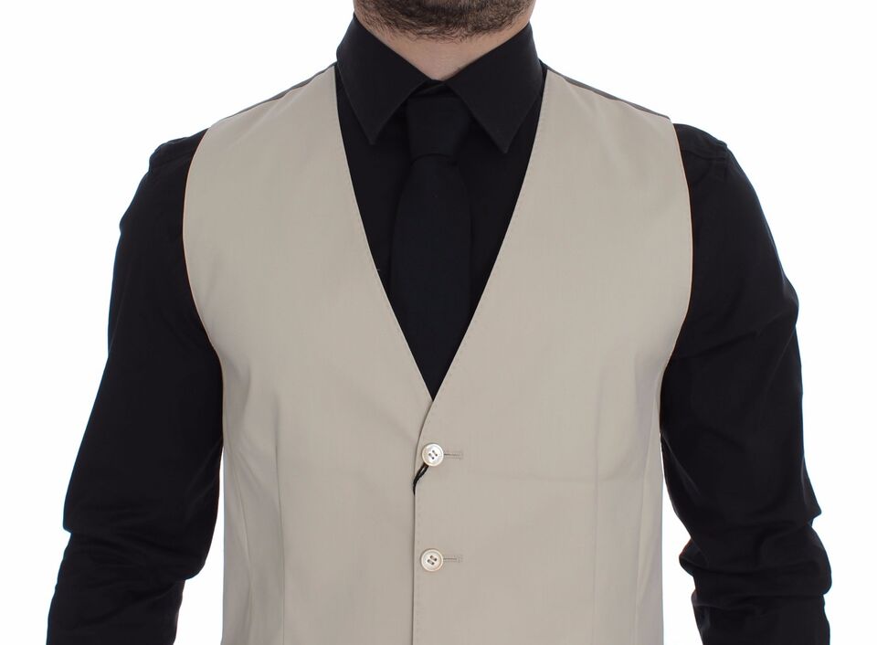 Veste-gilet en coton extensible beige Dolce & Gabbana