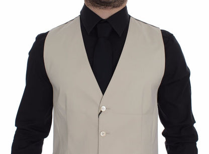 Veste-gilet en coton extensible beige Dolce & Gabbana
