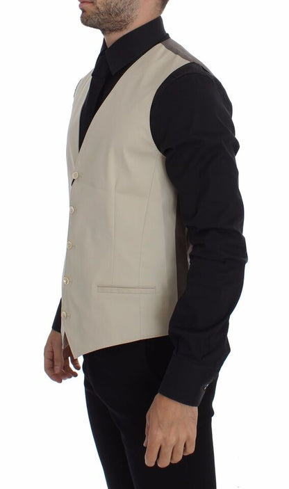 Veste-gilet en coton extensible beige Dolce & Gabbana