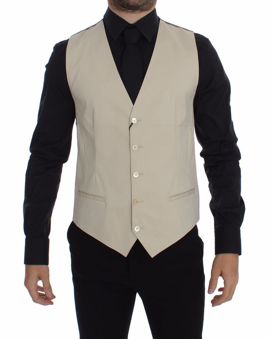 Veste-gilet en coton extensible beige Dolce & Gabbana