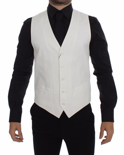 Veste-blazer Dolce & Gabbana en coton et soie blanche.
