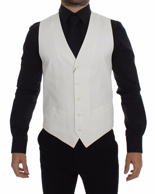 Veste-blazer Dolce & Gabbana en coton et soie blanche.