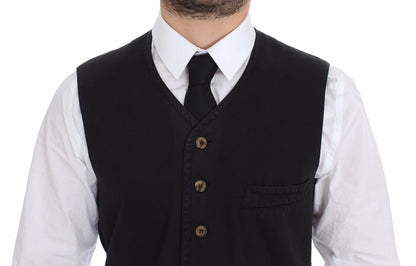 Dolce & Gabbana Veste-gilet en coton et viscose noire