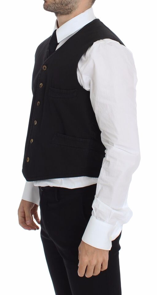 Dolce & Gabbana Veste-gilet en coton et viscose noire
