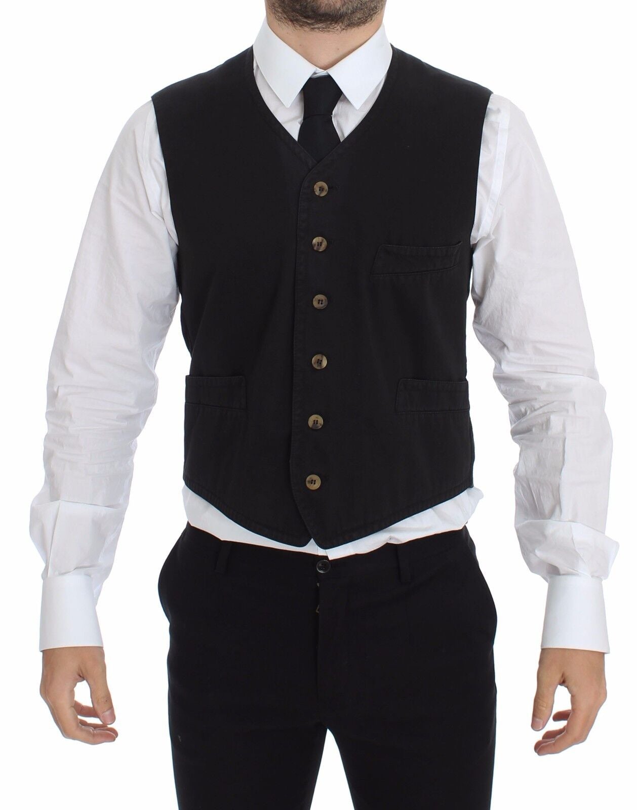 Dolce & Gabbana Veste-gilet en coton et viscose noire