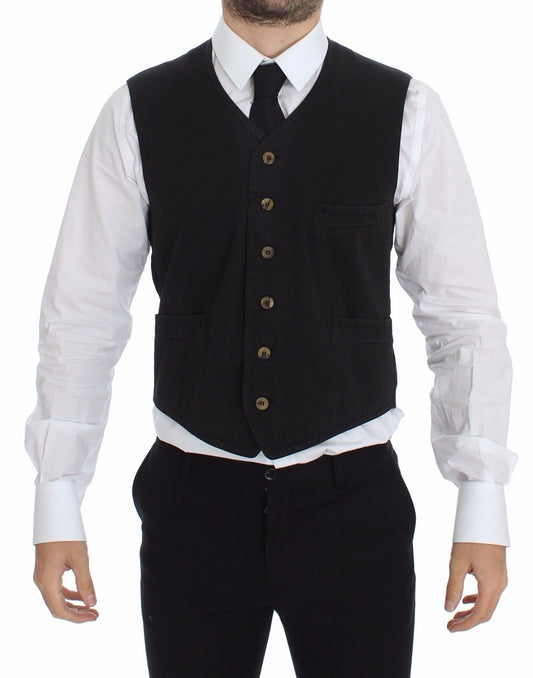 Dolce & Gabbana Veste-gilet en coton et viscose noire