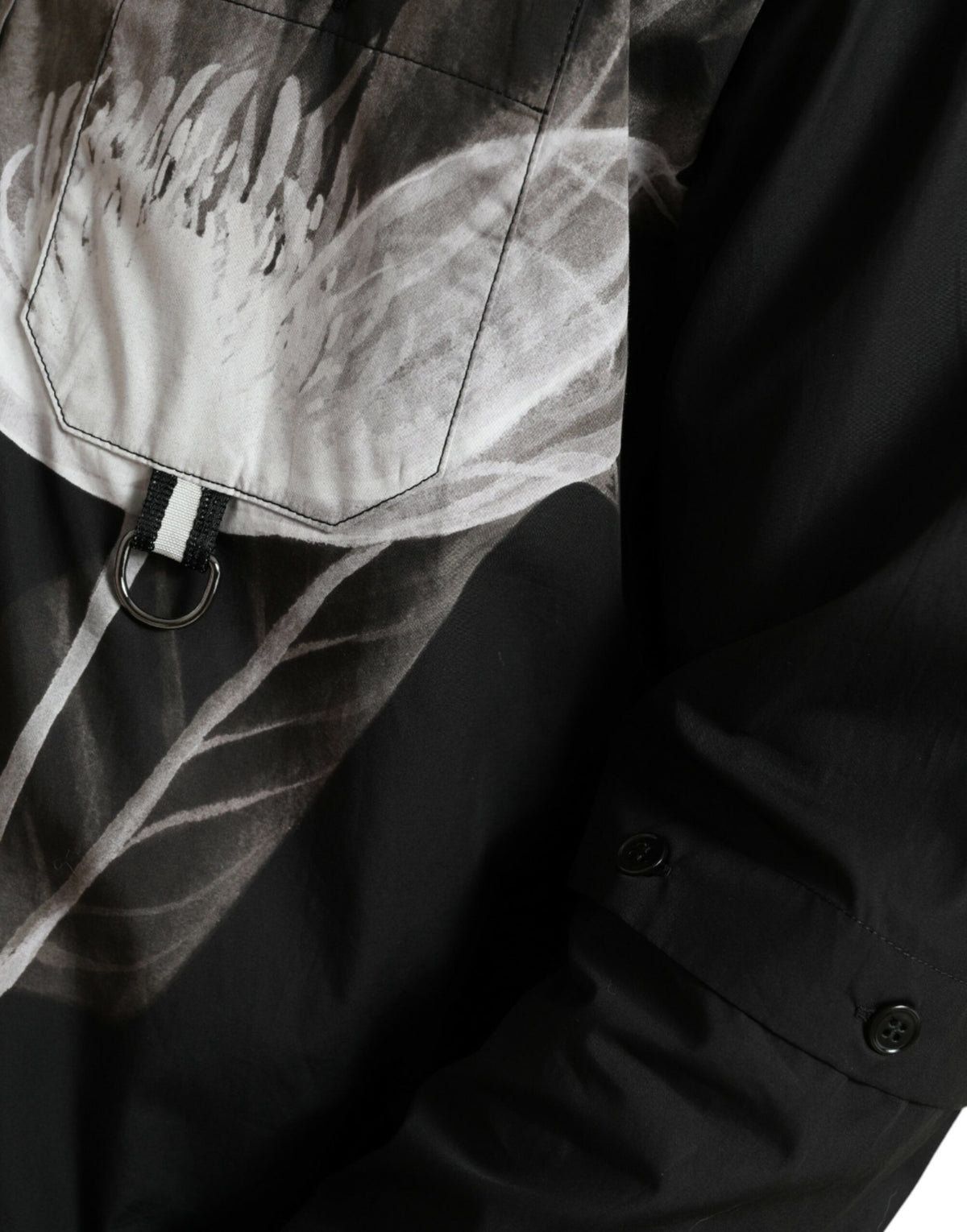 Chemise homme à manches longues en coton à col et motifs floraux noirs de Dolce &amp; Gabbana