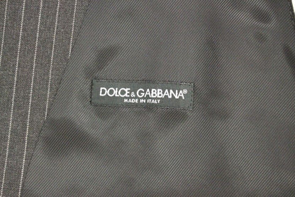 Gilet en laine rayé gris à simple boutonnage de Dolce & Gabbana
