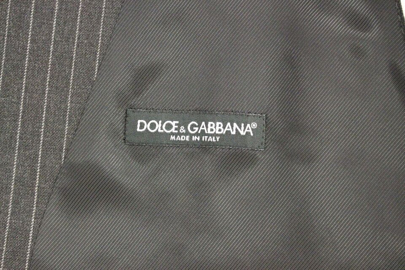 Gilet en laine rayé gris à simple boutonnage de Dolce &amp; Gabbana